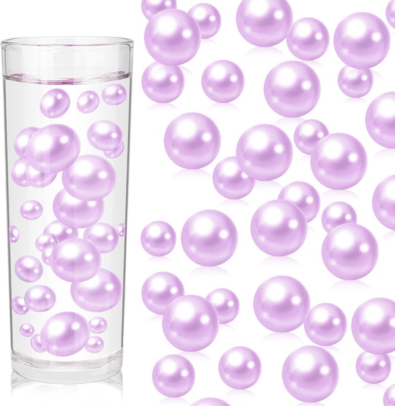 ZEBMOON 200PCS Light Purple Faux Pearls Beads for Centerpiece Vases, Vase Filler Faux Pearls, No Holes Filler Beads for Party Anniversary Birthday Wedding Table Decor, 10/14/20/30mm - Image 1