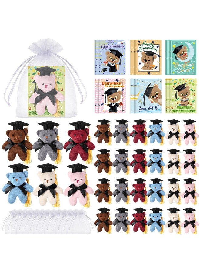 Hanaive Hanaive 30 Sets Graduation Bear Bulk Bear with Grad Cap Card and Organza Bag Small Plush for Kindergartner College Gifts  - Image 1