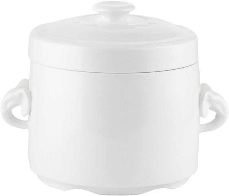 Hemoton 275ml White Ceramic Stew Pot with Lid Steam Soup Bowl with Handles Steaming Cup Soup Noodle Bowl Stockpot Cookware for Egg Custard Medicinal and Birds Nest - Image 1