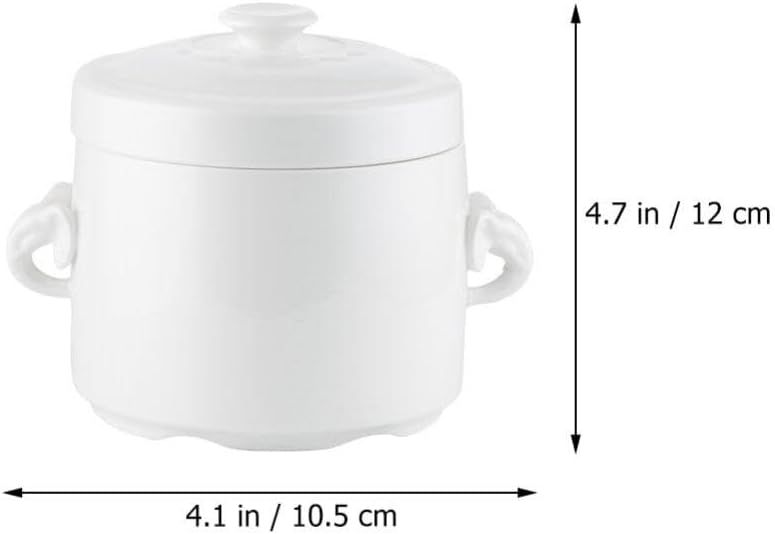 Hemoton 275ml White Ceramic Stew Pot with Lid Steam Soup Bowl with Handles Steaming Cup Soup Noodle Bowl Stockpot Cookware for Egg Custard Medicinal and Birds Nest - Image 2