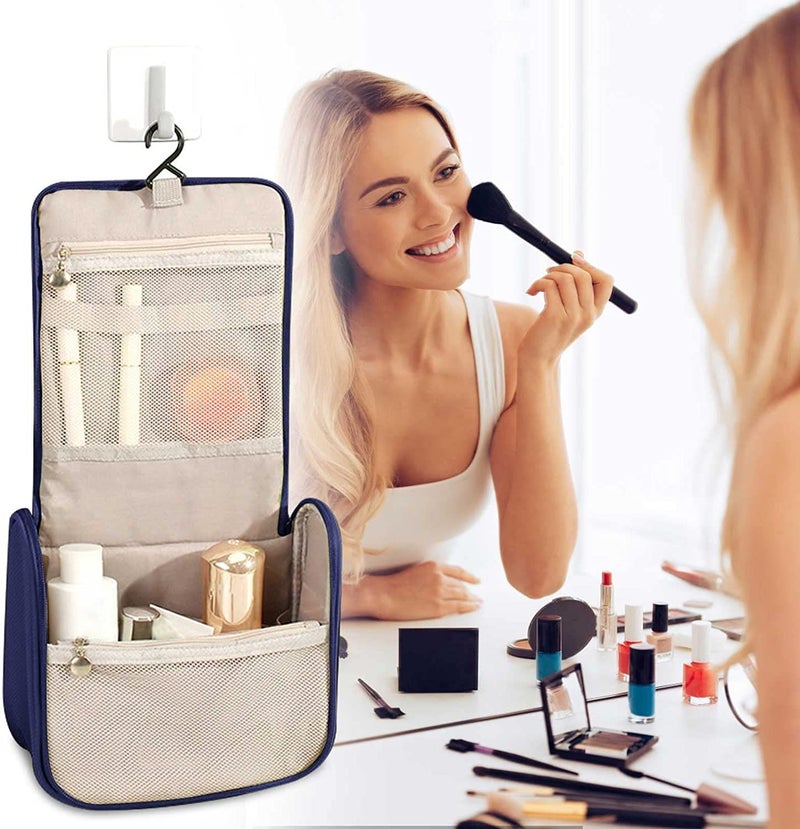 Moxtiza Travel Makeup Bag Hanging Toiletry Bag for Women Make Up Bag Cosmetic Bag for Travel Size Toiletries Travel Accessories Birthday Gifts for Women Graduation Teachers - Image 2