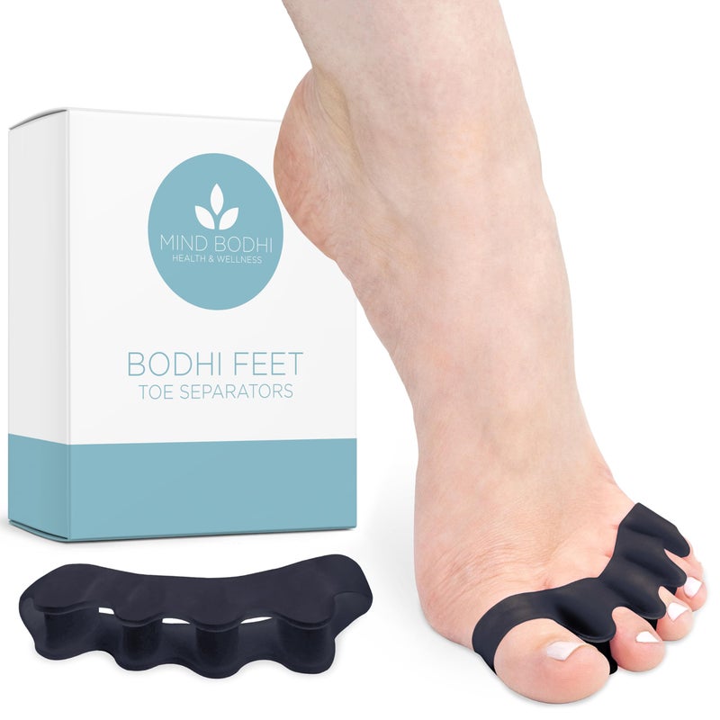 MIND BODHI HEALTH & WELLNESS Mind Bodhi Toe Separators - Correcting Bunions and Restoring Toes to Their Original Shape - For Men and Women - Toe Spacers Bunion Corrector – Black - Image 1