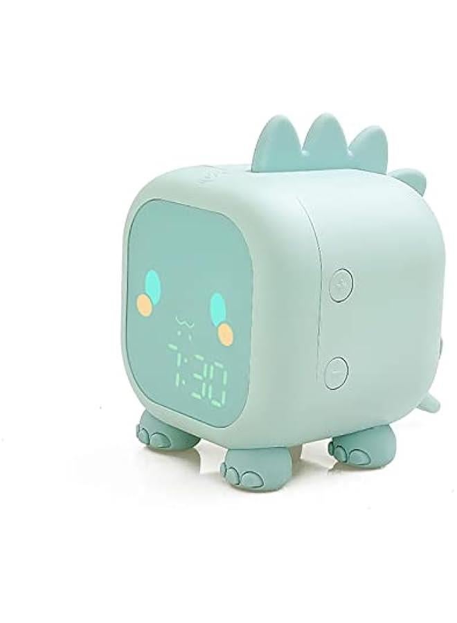 Kids Alarm Clock, Cute Dinosaur Wake up Light Sleep Trainer Clock, Dinosaur Bedroom Decor Alarm Clock Night Light, Birthday Gift for Boys Girls (Green)  - Image 1