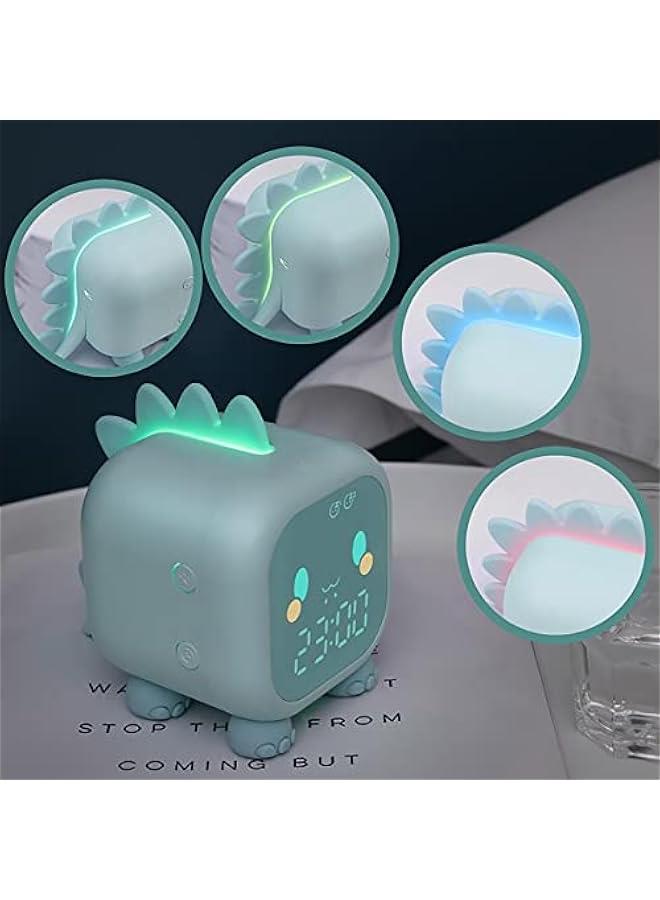 Kids Alarm Clock, Cute Dinosaur Wake up Light Sleep Trainer Clock, Dinosaur Bedroom Decor Alarm Clock Night Light, Birthday Gift for Boys Girls (Green)  - Image 2