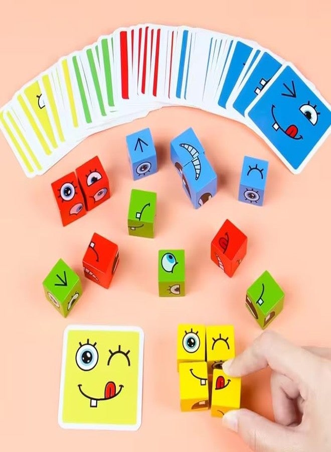 Goyal's Wooden Emoji Cube Face Changing Game for Kids | Expressions Matching Block Puzzle Toy, Preschool Educational Learning Memory Building Board Games (Normal Face Cube) - Image 5