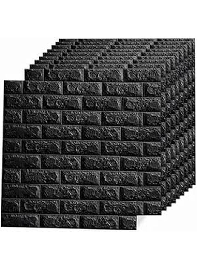 Black 3D Wall Panels 35x38cm Waterproof Self Adhesive Peel and Stick Wallpaper for Home Decor - Image 1