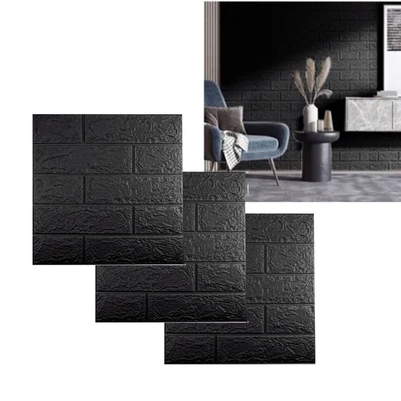 Black 3D Wall Panels 35x38cm Waterproof Self Adhesive Peel and Stick Wallpaper for Home Decor - Image 4