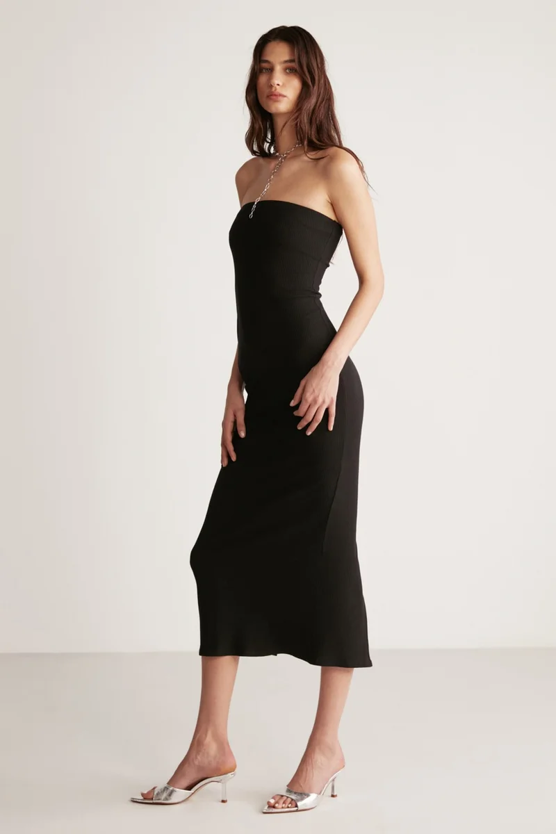 GRIMELANGE Rosie Bodycone Slim Black Dress