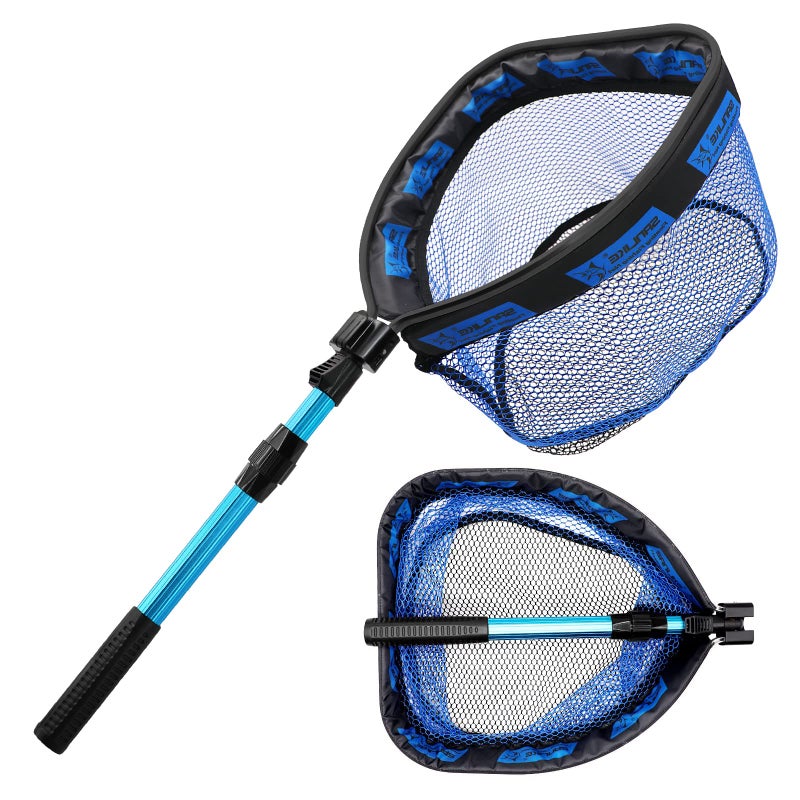 SAN LIKE Floating Fishing Net - Collapsible Telescopic Pole Freshwater Saltwater Landing Net Trout Bass Steelhead Salmon Kayak Folding Rubber Coated Net Extend to 41inches - Image 1