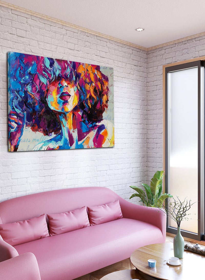 لوحة كانفاس على إطار خشبي بتصميم فن تجريدي زيتي سيدة - Image 1