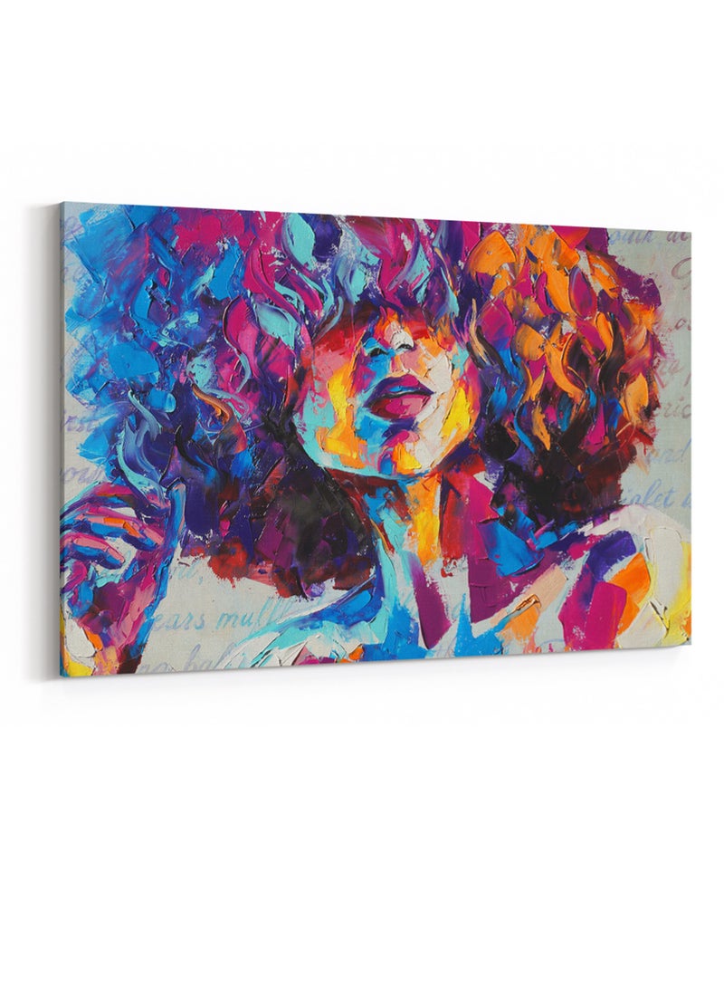 لوحة كانفاس على إطار خشبي بتصميم فن تجريدي زيتي سيدة - Image 4