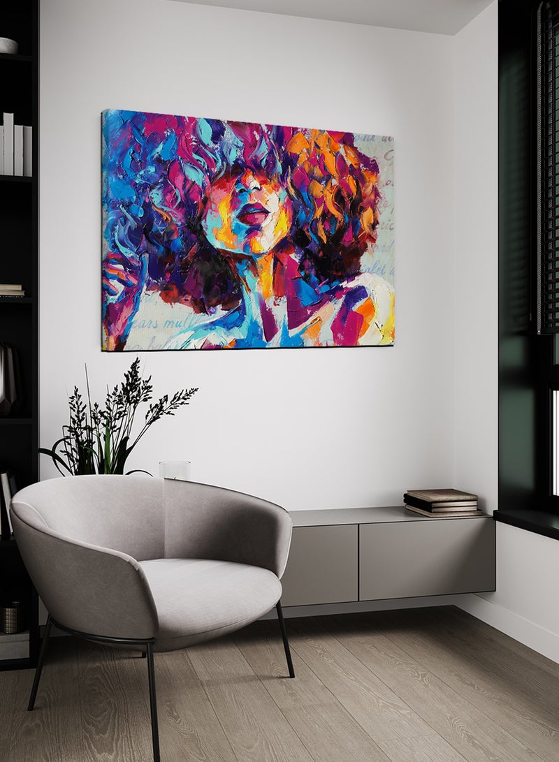 لوحة كانفاس على إطار خشبي بتصميم فن تجريدي زيتي سيدة - Image 2