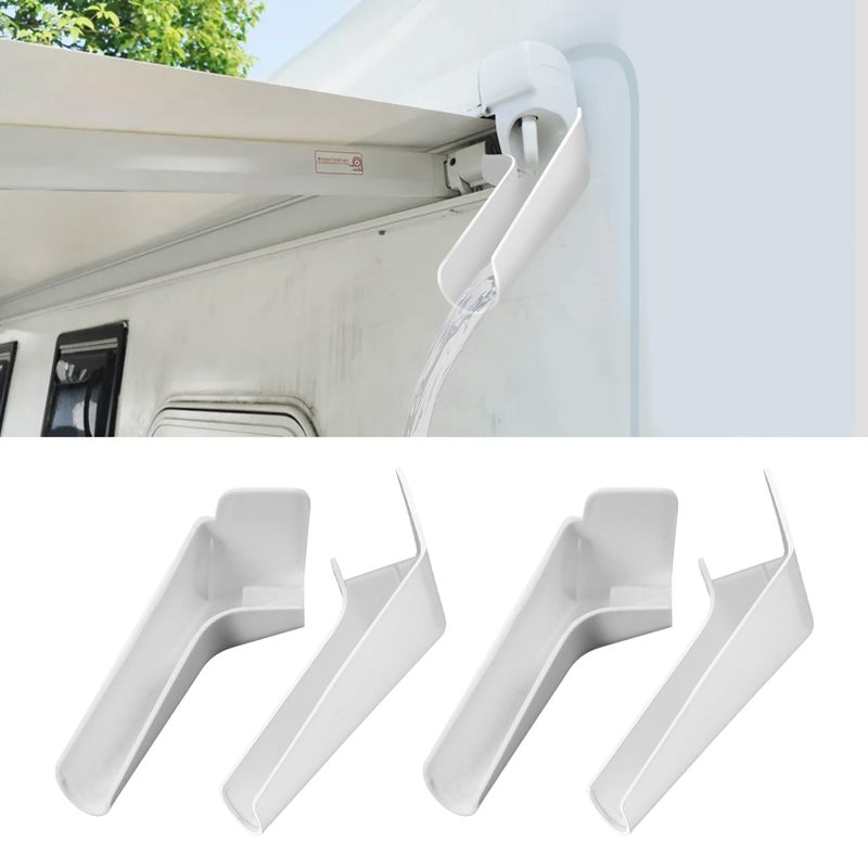 4PCS RV Rain Gutter Spout RV Gutter Downspout Extension Camper Left Right Rain Guttering Spout Extensions Protect Your RVs Roof from Rain and Direct Water Away Universal for Most RVs White