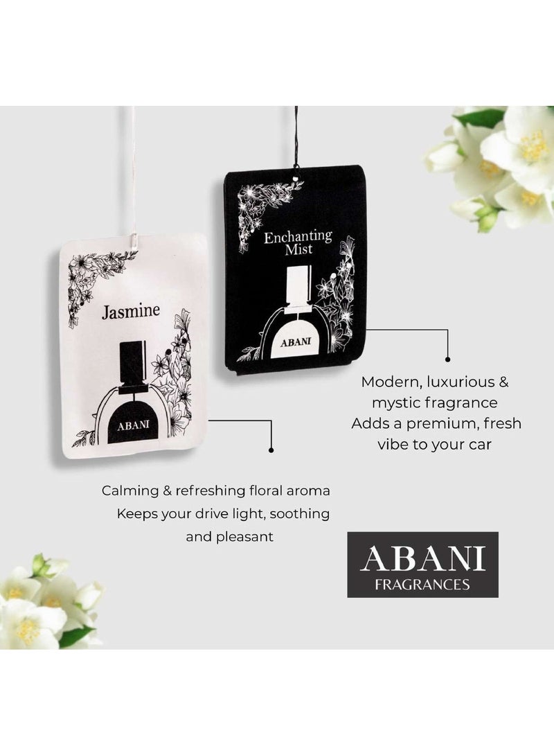عطور أباني **أباني معطر هواء معلق للسيارة والغرفة عبوة من ٤ قطع – ياسمين وضباب ساحر | عطر يدوم حتى ٣٠ يومًا | تصميم مدمج وآمن غير سام** - Image 1