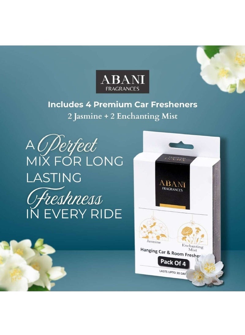 عطور أباني **أباني معطر هواء معلق للسيارة والغرفة عبوة من ٤ قطع – ياسمين وضباب ساحر | عطر يدوم حتى ٣٠ يومًا | تصميم مدمج وآمن غير سام** - Image 3