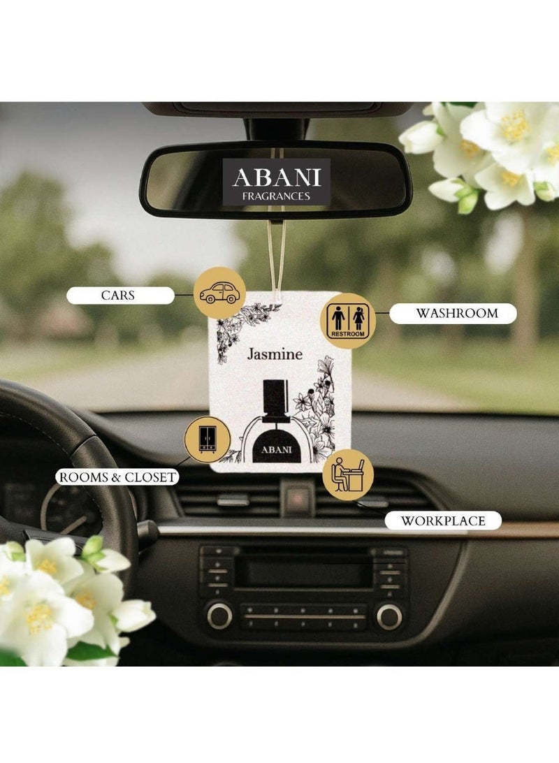 عطور أباني **أباني معطر هواء معلق للسيارة والغرفة عبوة من ٤ قطع – ياسمين وضباب ساحر | عطر يدوم حتى ٣٠ يومًا | تصميم مدمج وآمن غير سام** - Image 2