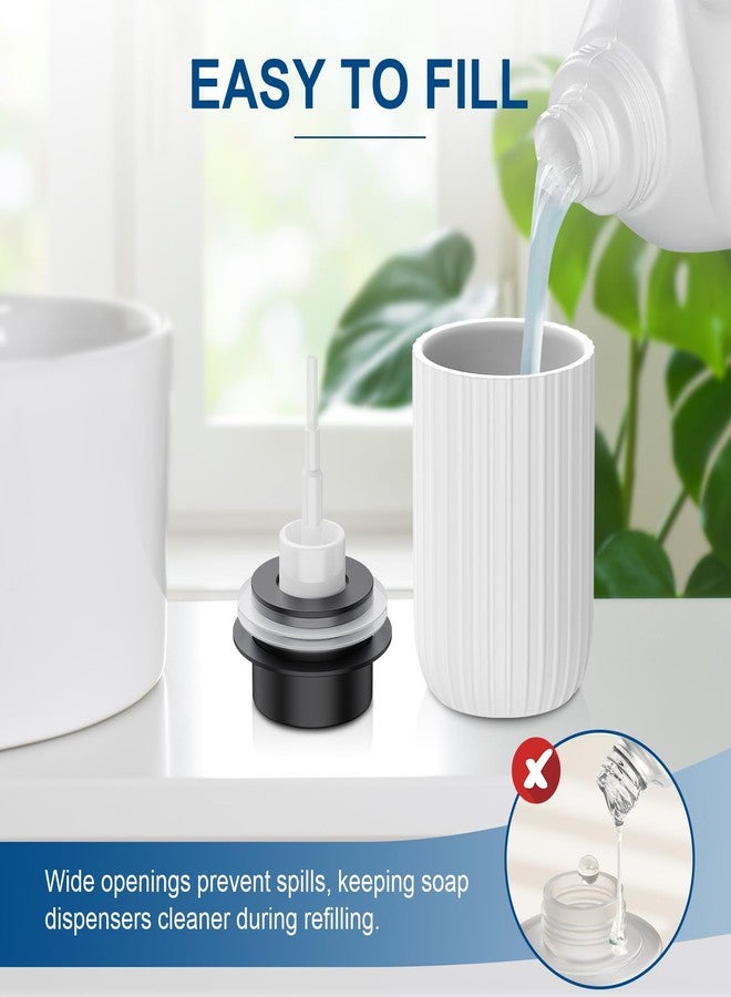 Dlirho Ceramic Foaming Soap Dispenser, 12 oz Bathroom Foam Hand Soap Dispenser, Refillable Lotion Soap Dispenser with Removable Pump for Kitchen Hand Wash Dispenser, Modern Home Decor(2Pack-White) - Image 2