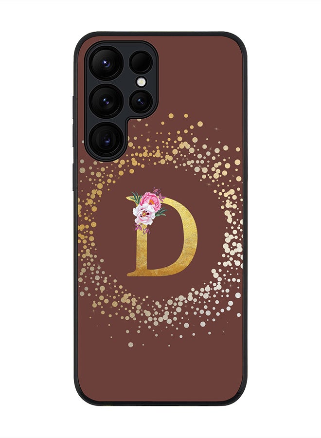 Stylizedd For Samsung Galaxy S25 Ultra 5G Case,Slim fit Camera Protection, Shockproof Thin Phone cover  - Custom Monogram Floral - D  (Brown ) - Image 1