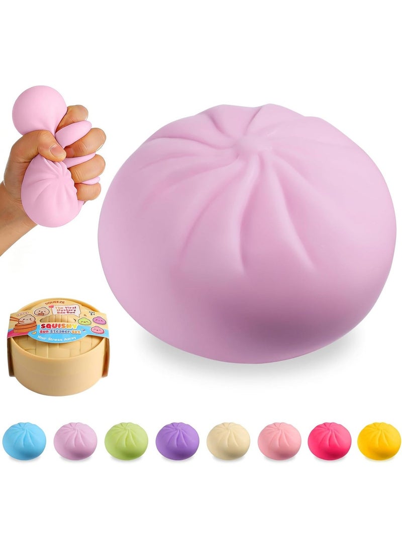 Meetion 1pc Random Color Dumpling Squishy, Viral Squishy Dumpling Mystery Box,Squishies Toys, Bao Bun Squeeze Stress Relief Fidget Toy,Holiday & Birthday Gifts for Kids Teens & Adults - Image 1