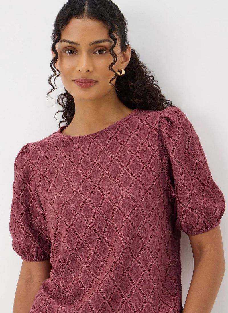 Matalan Pink Textured Puff Sleeve Top