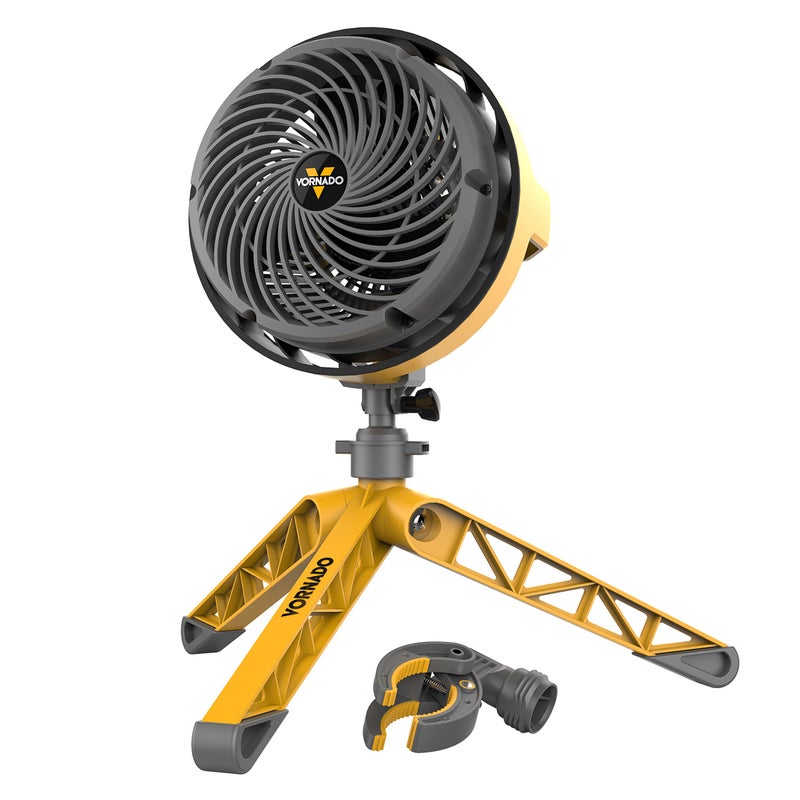 Vornado Vornado EXO5 HeavyDuty Shop Air Circulator Fan with HighImpact Housing Collapsible Tripod Base Clamp Attachment Yellow 7 In 