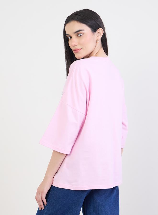 Styli Pink New York Graphic Oversized T-Shirt - Image 5