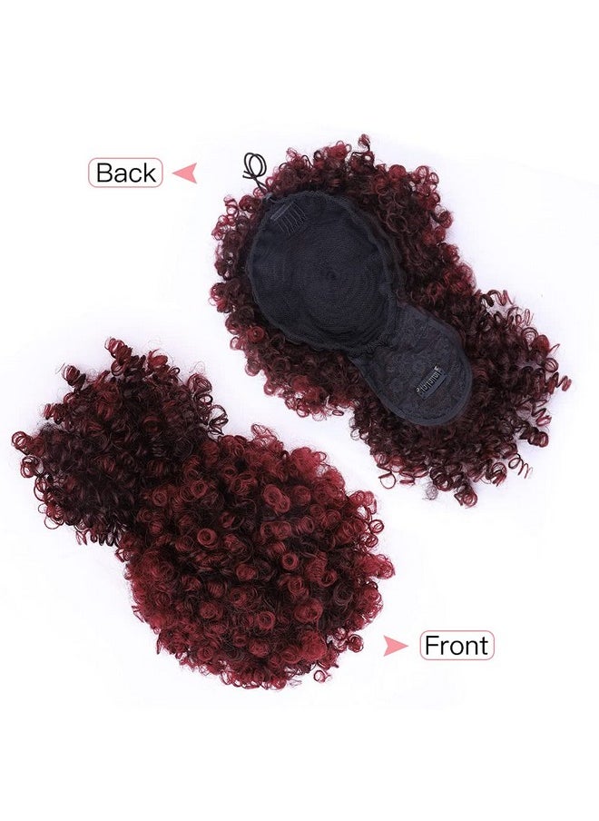 ENTRANCED STYLES - Drawstring Ponytail With Bangs Afro Puff Ponytail Extensions For Women Short Curly Puff Ponytail With Bangs Clip In Wrap Updo Hairpiece For Women (Tbug) - Image 1