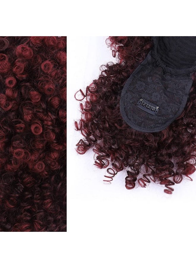 ENTRANCED STYLES - Drawstring Ponytail With Bangs Afro Puff Ponytail Extensions For Women Short Curly Puff Ponytail With Bangs Clip In Wrap Updo Hairpiece For Women (Tbug) - Image 1