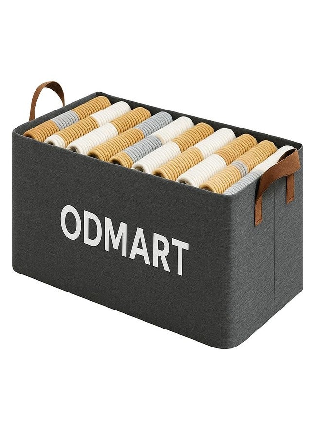 ODMART منظم ملابس من أودمارت بإطار معدني | سلة تخزين قماشية بأدراج ومقابض | منظم ملابس وبنطلونات مستطيل للأرفف والخزائن وغرف النوم (عبوة من قطعة واحدة، رمادي) - Image 1