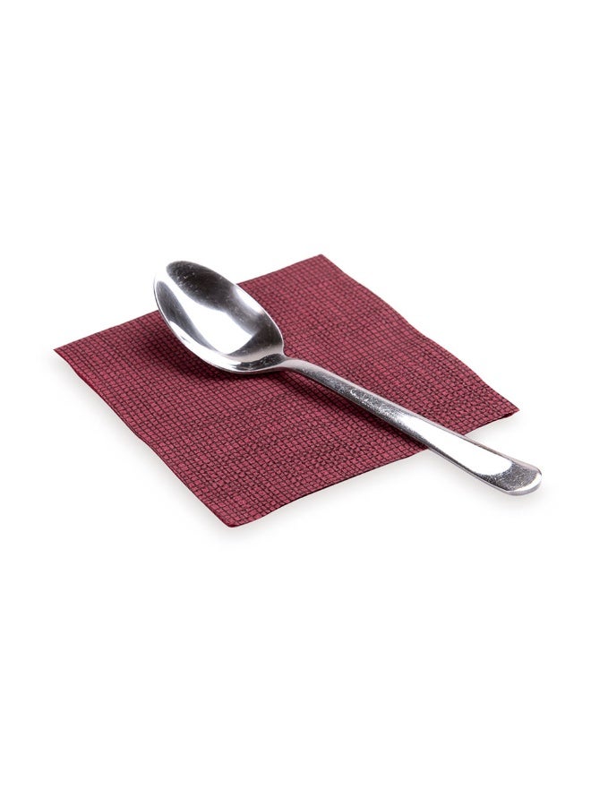 Restaurantware Paper Cocktail Napkins, 2 Ply Napkins, Disposable Beverage Napkins - Bordeaux with Black Threads - 8" x 8" - Luxnap Micropoint - 4800ct Box - Image 2