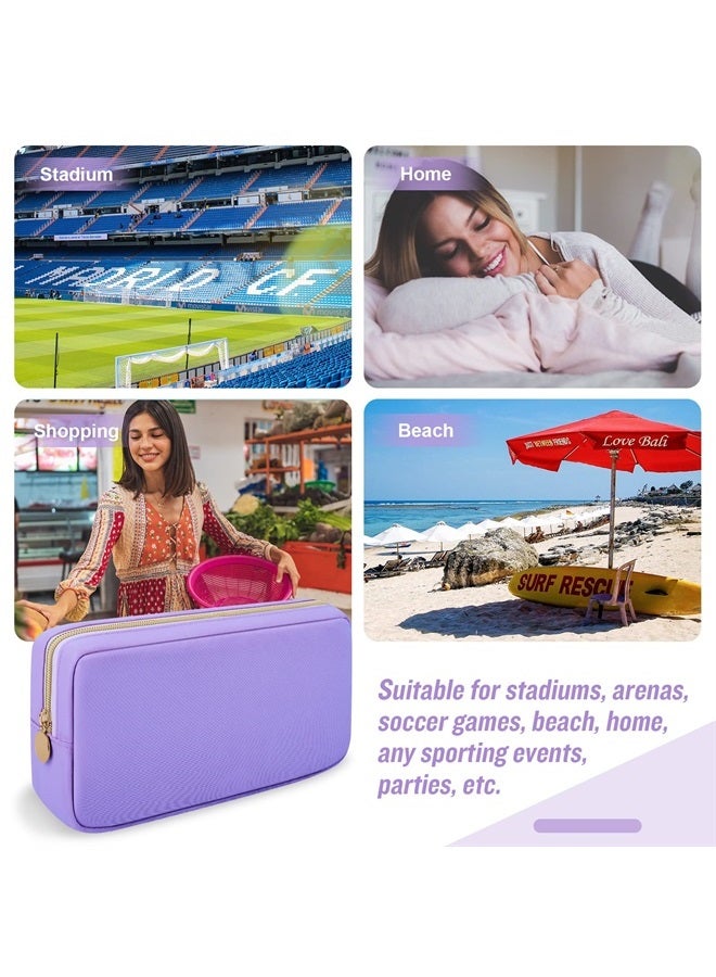 Iqimott Nylon Small Makeup Bag Cosmetic Zipper Pouch for Purse, Preppy Makeup Bag Compact Make up Pouch Toiletry Bag, Waterproof Zipper Purse Travel Coin Pouch Storage Bag for Women Girls Teens(Purple) - Image 3