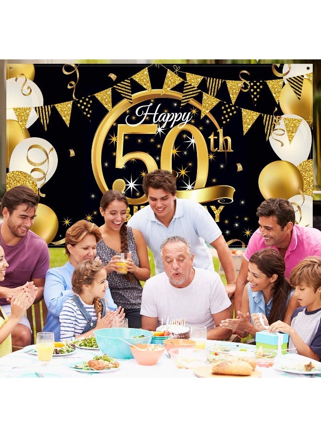 BPA لافتة ملصق قماشية كبيرة جدًا باللونين الأسود والذهبي لتزيين حفلة عيد الميلاد، لافتة خلفية لكشك الصور، لوازم حفلة عيد الميلاد، 72.8 × 43.3 بوصة (50)  - Image 4