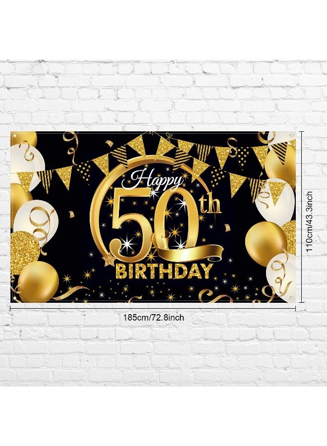 BPA لافتة ملصق قماشية كبيرة جدًا باللونين الأسود والذهبي لتزيين حفلة عيد الميلاد، لافتة خلفية لكشك الصور، لوازم حفلة عيد الميلاد، 72.8 × 43.3 بوصة (50)  - Image 2