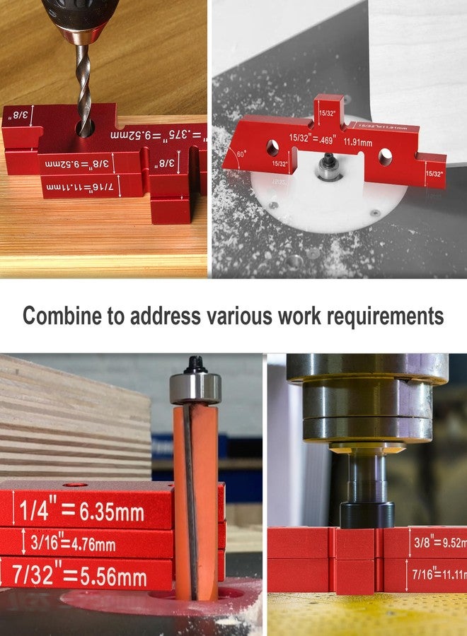 Esdabem Setup Blocks Woodworking 14Pcs Aluminum Setup Bars with Case Setup Blocks Height Gauge Set Table Setup Blocks for Woodworking Tools Router Table Saw Height Depth Angle Fence Alignment Gauge Set - Image 2