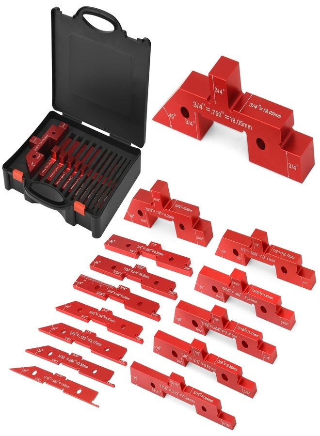 Esdabem Setup Blocks Woodworking 14Pcs Aluminum Setup Bars with Case Setup Blocks Height Gauge Set Table Setup Blocks for Woodworking Tools Router Table Saw Height Depth Angle Fence Alignment Gauge Set - Image 1