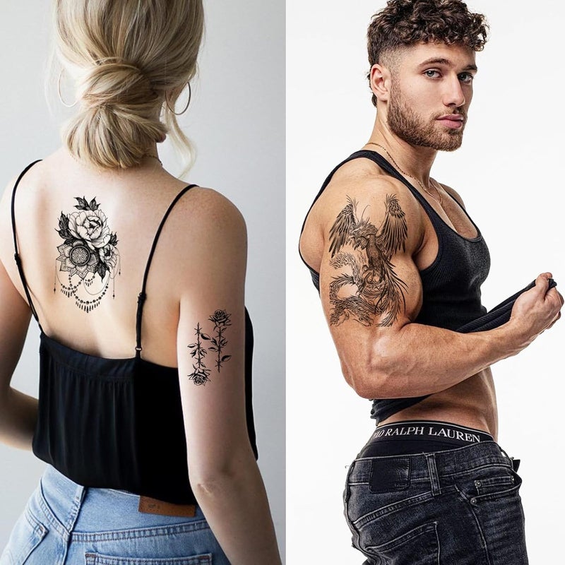 TecoKart 44 Sheets Temporary Tattoo Stickers for Men and Women Waterproof Realistic SemiPermanent Tattoos for Hand Chest Arms and More Forearm Tattoos Armband Tattoo Mehndi Stickers for Hands Arabic - Image 5