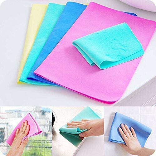 Bindex Magic Towel Reusable Absorbent Water Multipurpose Cleaning Cloth for Kitchen GlassWindowscar Multi Color Set of 2