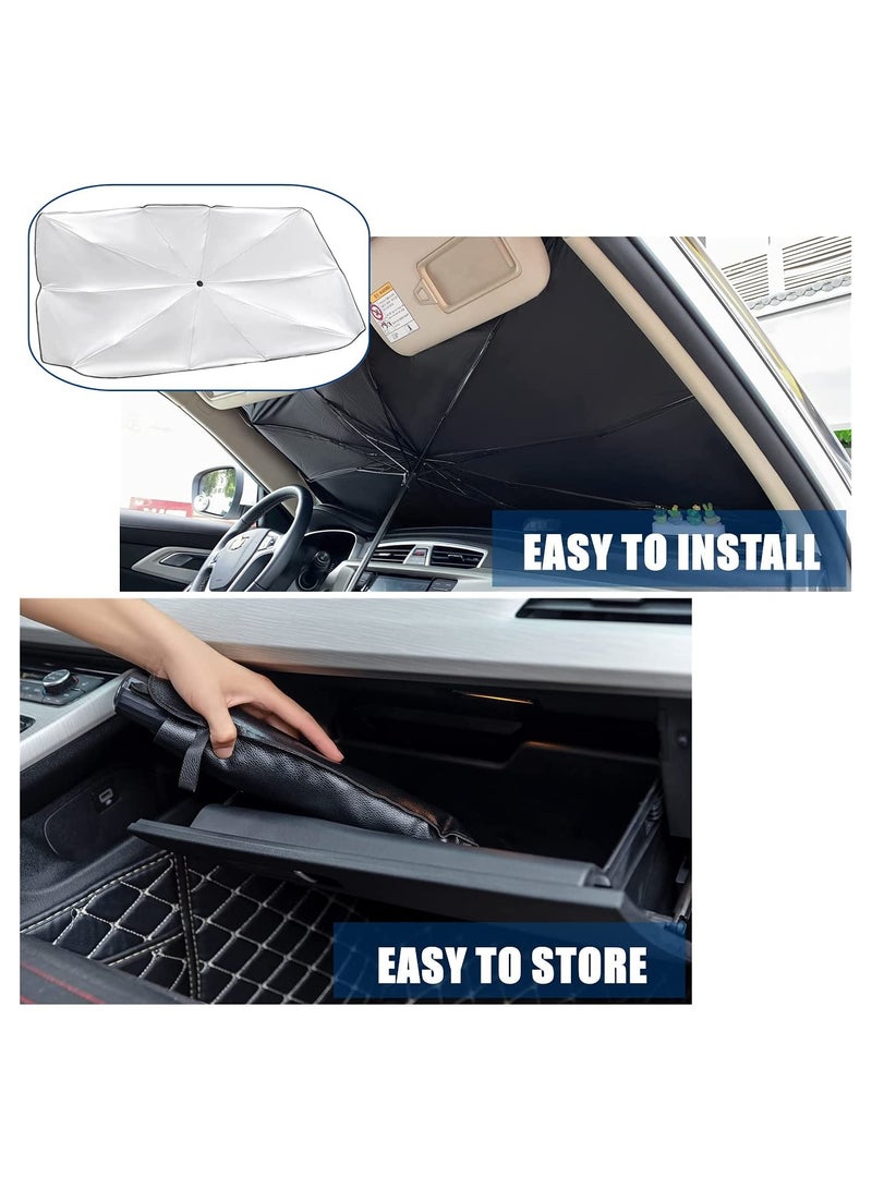 Car Front Windshield Sunshade Car Umbrella , UV Protection  Heat Insulation Foldable Sun Shade Sun Visor, Full Cover Sun Shade for Most Vehicles 145cm*79cm - Image 2