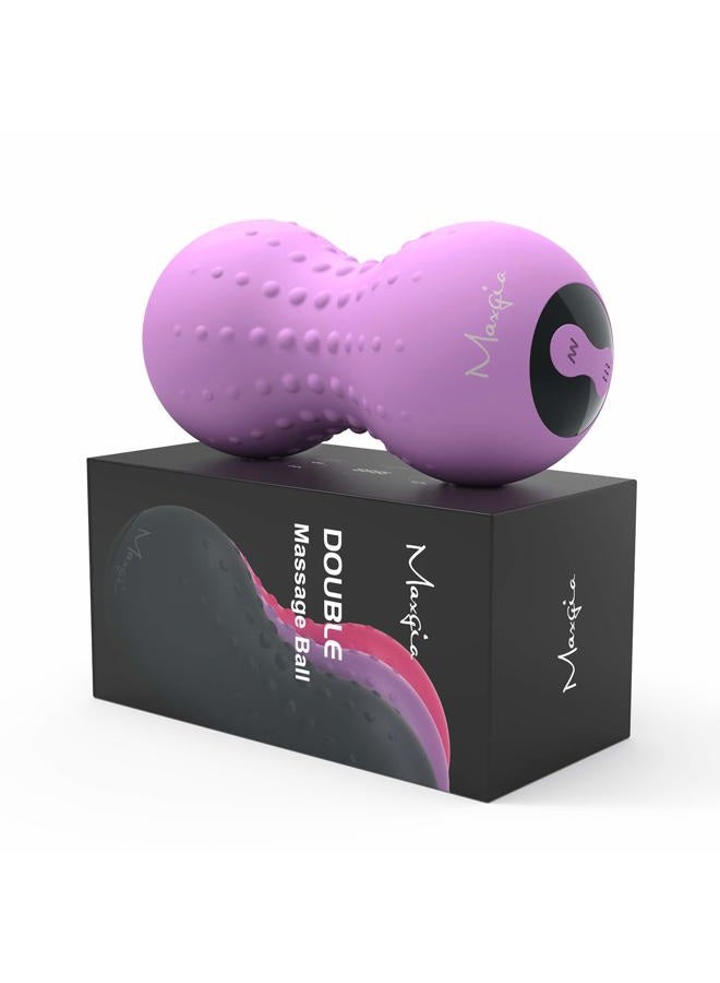 Maxgia Heating Vibrating Peanut Massage Ball - 5 Intensity Levels & 1 Heat Mode - Foam Roller Double Lacrosse Ball - Deep Tissue Trigger Point Therapy - Handheld, Mobility, Rechargeable (Purple) - Image 1
