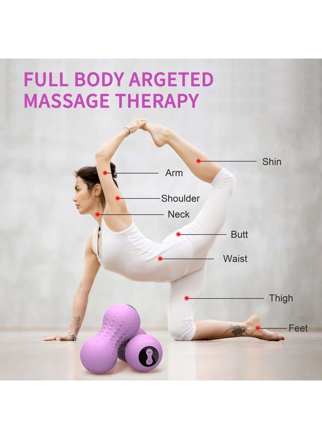 Maxgia Heating Vibrating Peanut Massage Ball - 5 Intensity Levels & 1 Heat Mode - Foam Roller Double Lacrosse Ball - Deep Tissue Trigger Point Therapy - Handheld, Mobility, Rechargeable (Purple) - Image 2