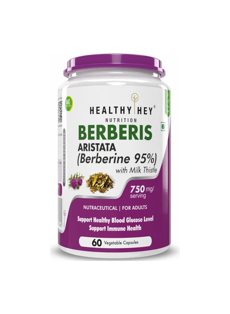 HealthyHey Nutrition HealthyHey Berberis Berberine 95% with Milk Thistle Vegetable Capsules, 60 Count - Image 1