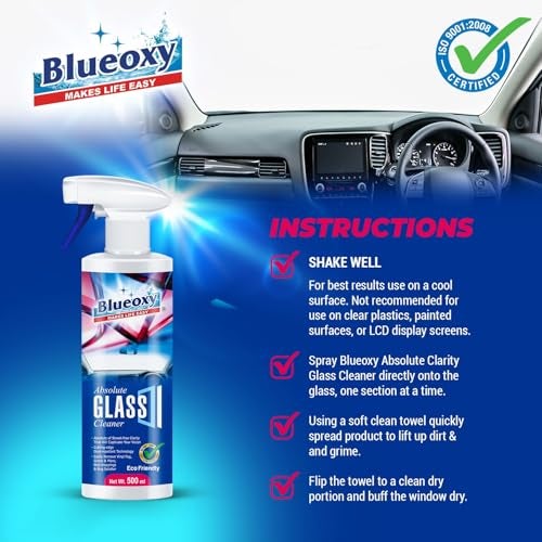 Blueoxy Glass Cleaner Liquid 500 Ml | Used for Car Glass, Magnetic Glass, Lenskart Glass, Window Glass, Bathroom Shower Glass, Glassware Cleaner, Mirror Cleaner and Many More | Pack 1 - Image 5