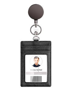 Joyelink Heavy Duty Metal Retractable Badge Holder Reel with Belt Clip Key Ring, Waterproof Vertical Clear ID Card Holder and PU Leather Badge Holder  - Image 3
