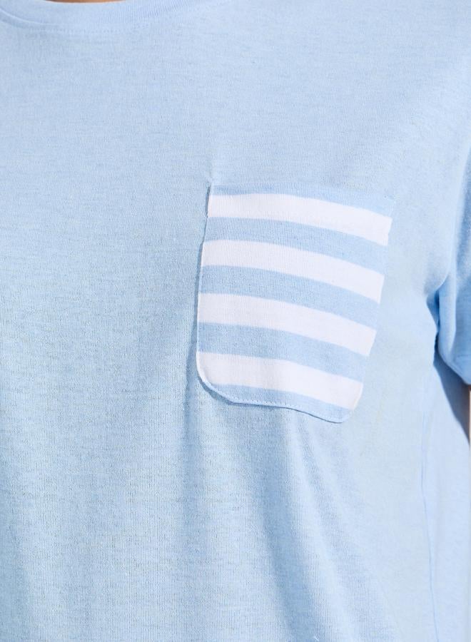 Styli Cotton Striped Pocket T-Shirt & Pyjama Set  - Image 4