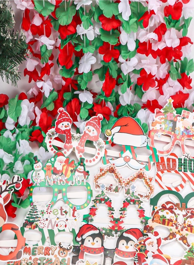 Atonofun 64 PCS Leis for Christmas Party Decorations- Leis Bulk, Red and Green Flower Lei for Adults Birthday Christmas Party Favors Supplies - Image 4