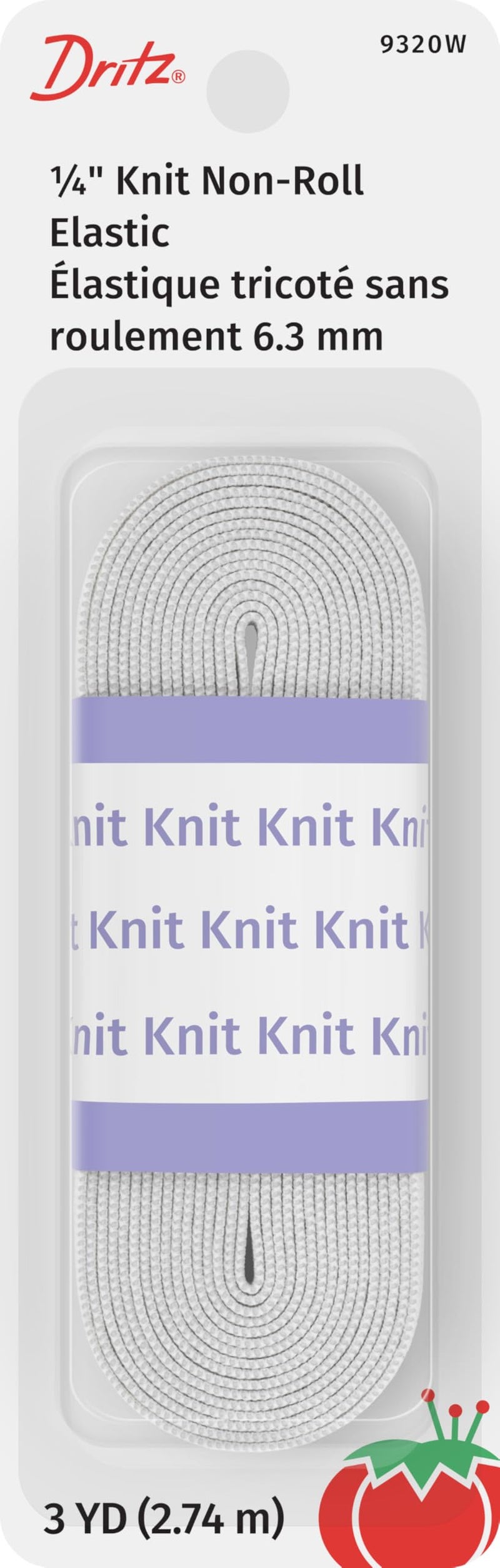 Dritz 9320W NonRoll Knit Elastic White 14Inch by 3Yard