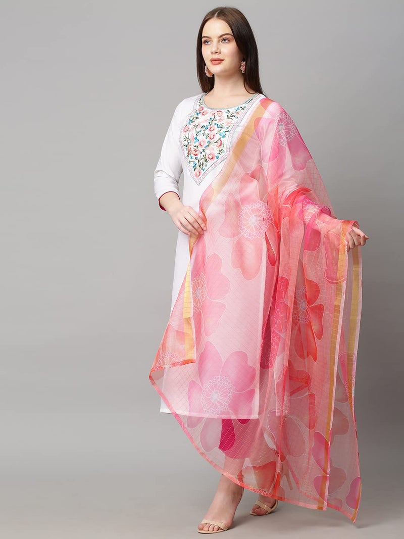 ANNI DESIGNER Women's Cotton Blend Solid Straight Kurta with Pant & with Dupatta (Chora WP_White_XXL_White_XX-Large) - Image 3