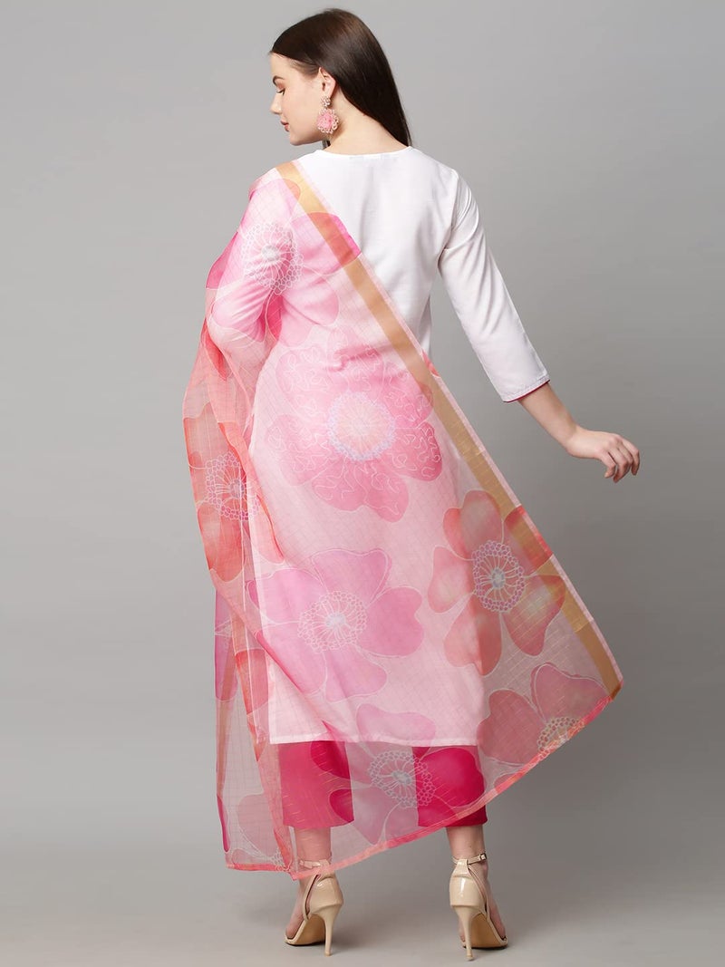 ANNI DESIGNER Women's Cotton Blend Solid Straight Kurta with Pant & with Dupatta (Chora WP_White_XXL_White_XX-Large) - Image 2