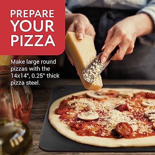 IMPRESA Pizza Steel for Oven - 14 x 14 x 0.25 in Black Carbon Steel - Fast Heat Retention for Crispy Crust - Nonstick Surface with Pizza Stone & Pan Performance - Image 3