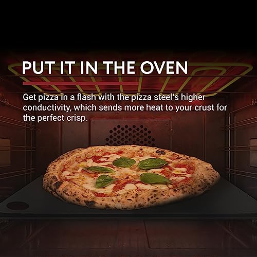 IMPRESA Pizza Steel for Oven - 14 x 14 x 0.25 in Black Carbon Steel - Fast Heat Retention for Crispy Crust - Nonstick Surface with Pizza Stone & Pan Performance - Image 4